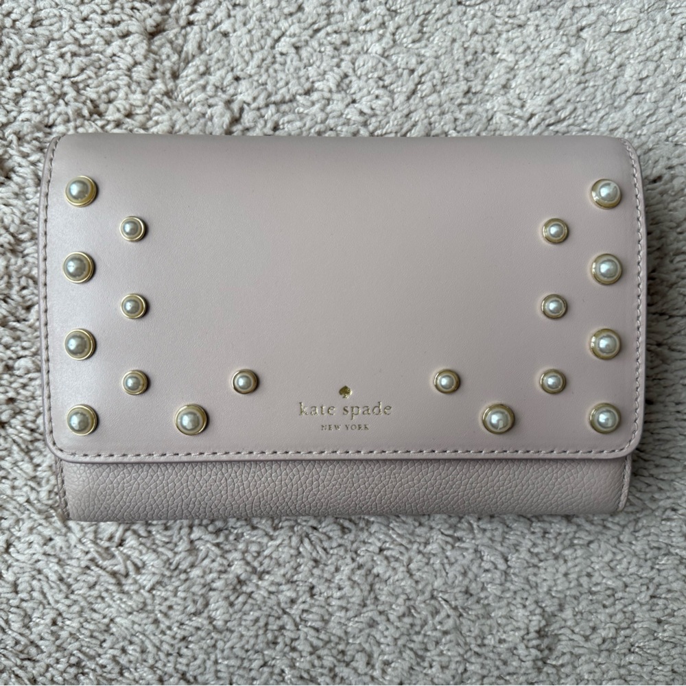 Kate Spade Cream Pearl Studded crossbody Wallet